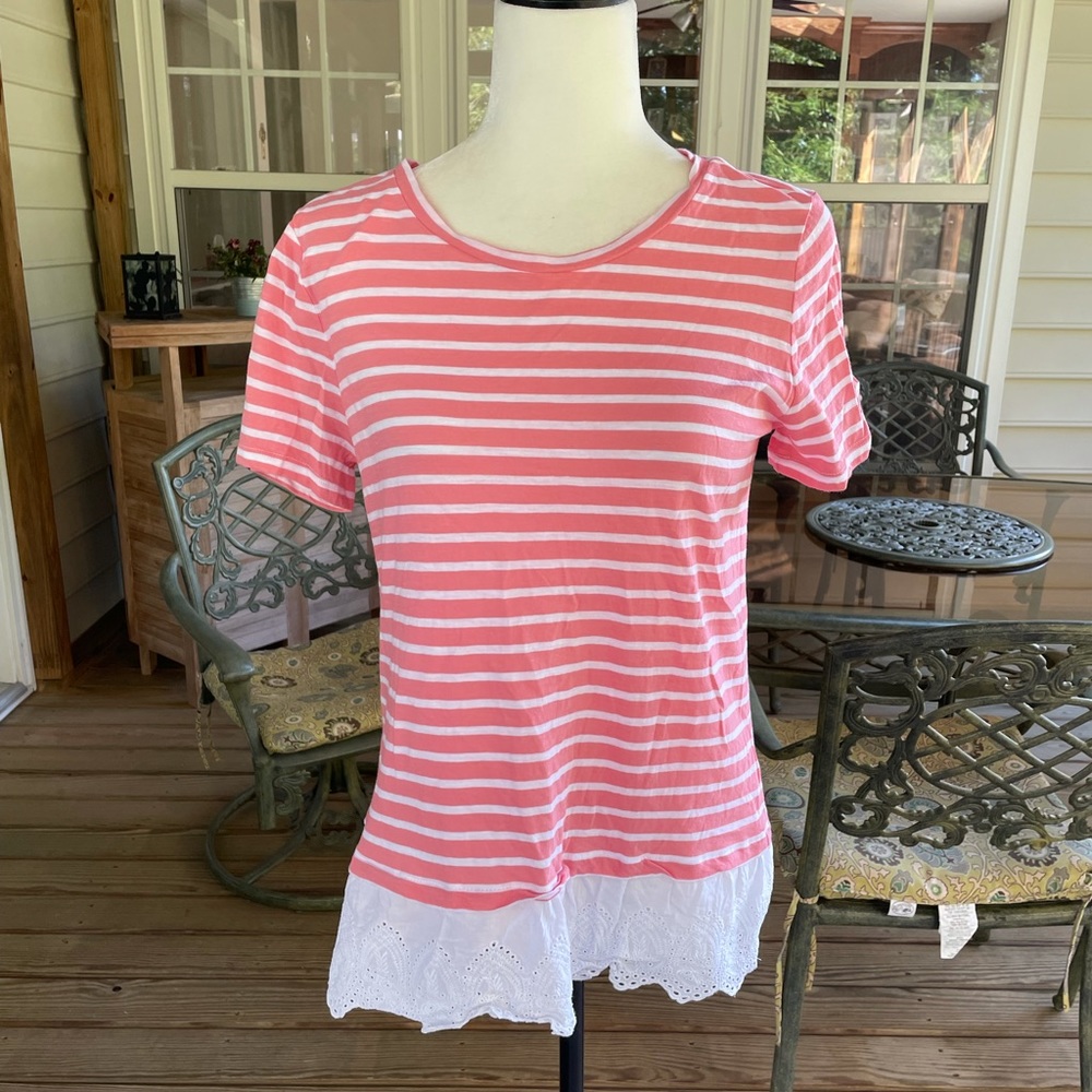 LOFT pink striped top
